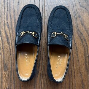 Gucci Black Loafers with Gold Accent